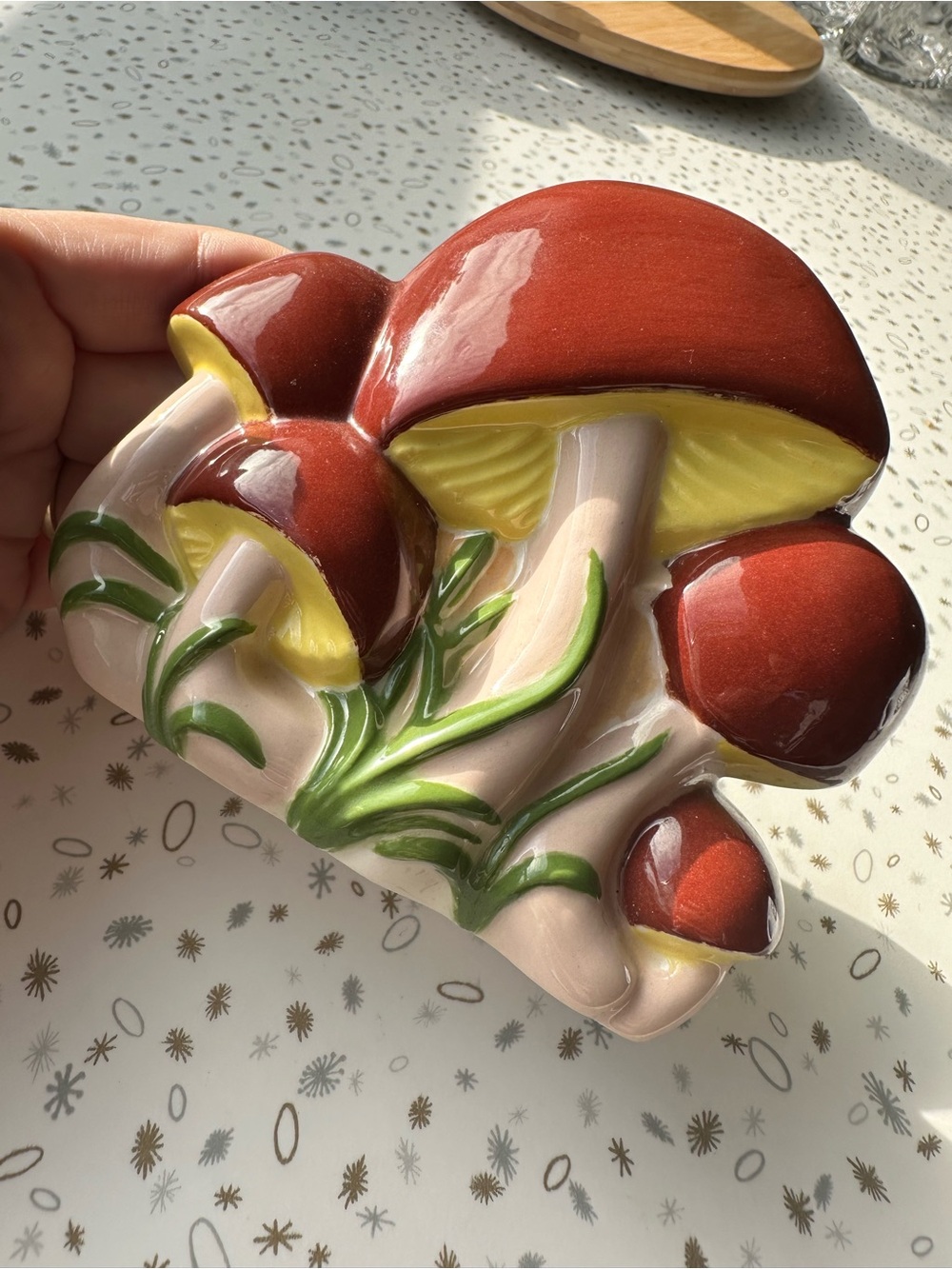 Hand-Painted Ceramic Mushroom Napkin Holder